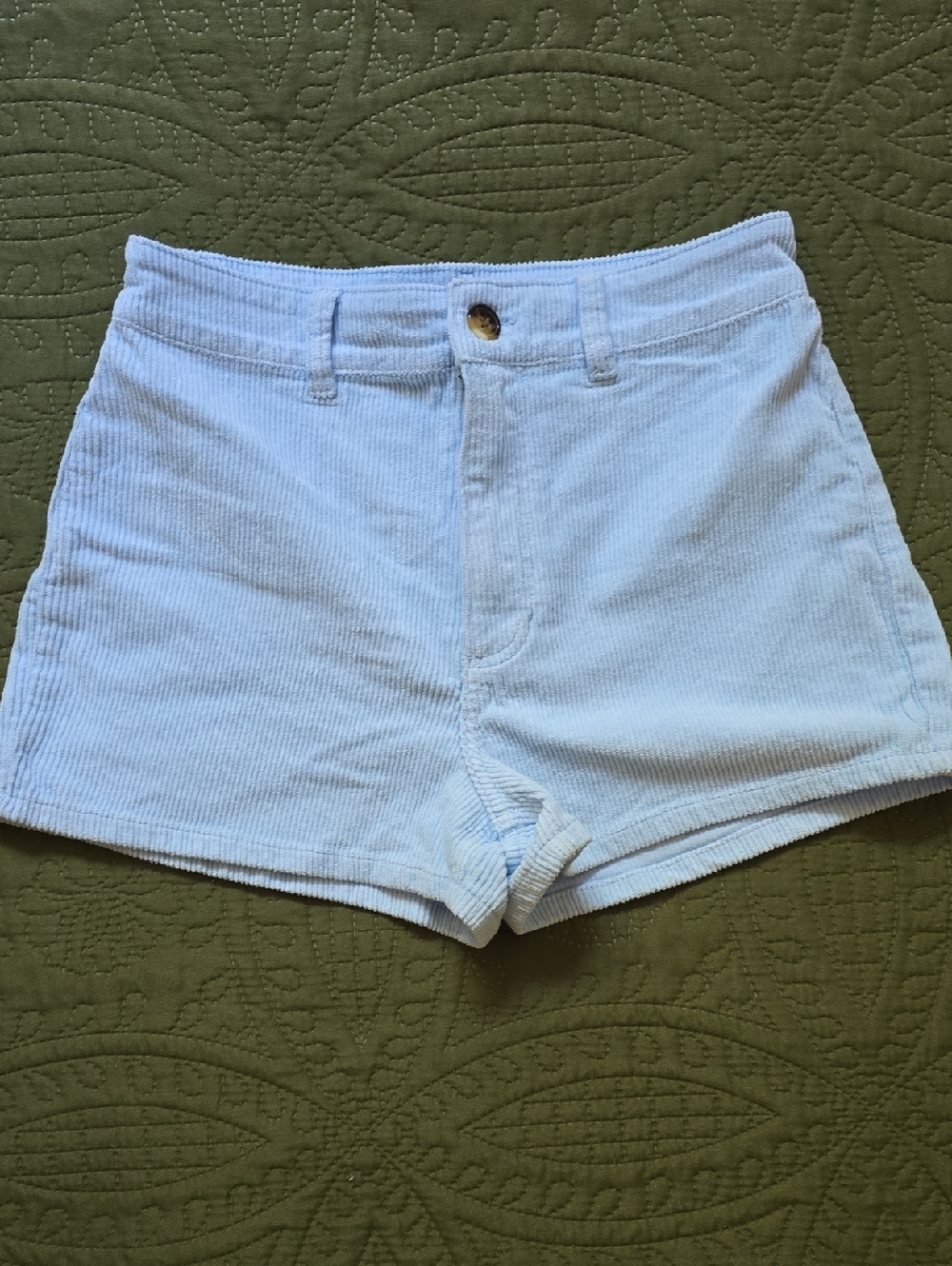 Billabong Light Blue Corduroy Women's High-Rise Shorts - Size 28